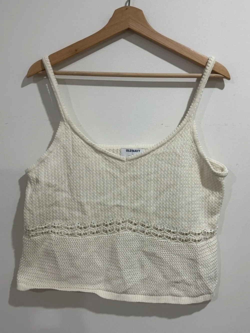Old Navy Cream Knit Cropped Tank Top XL - Picture 2 of 7